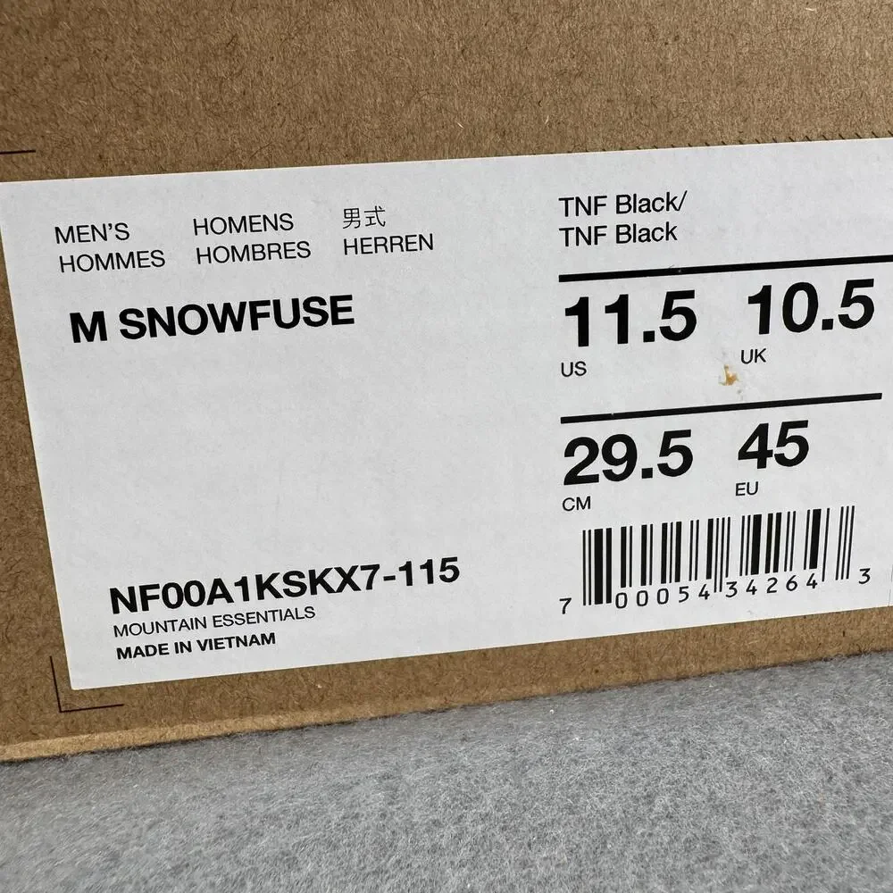 The North Face Snowfuse Mens 11.5 Black Waterproof Heatseeker Snow Boots